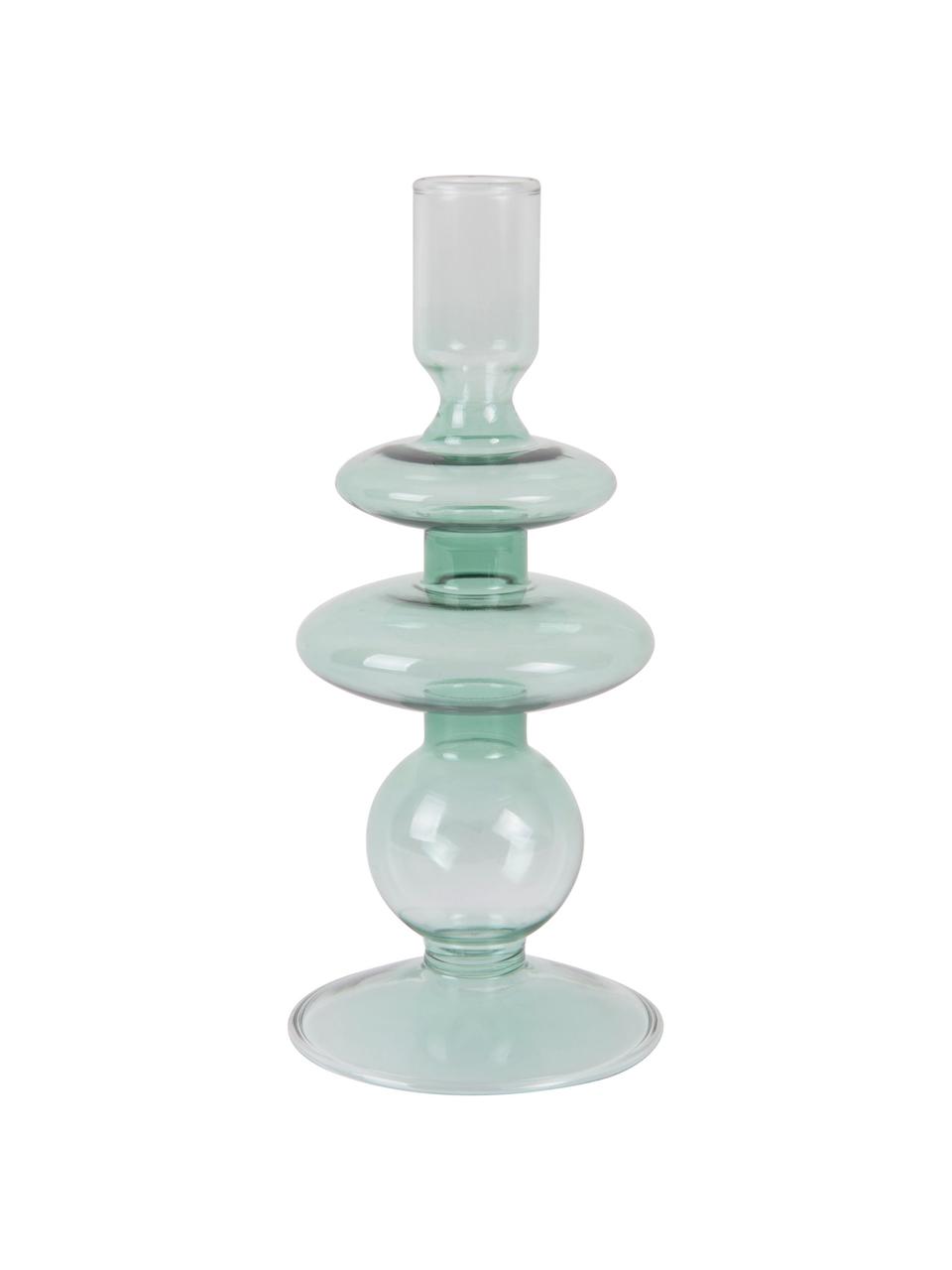 Bougeoir vert de forme organique Art, Verre, Vert, Ø 9 x haut. 20 cm