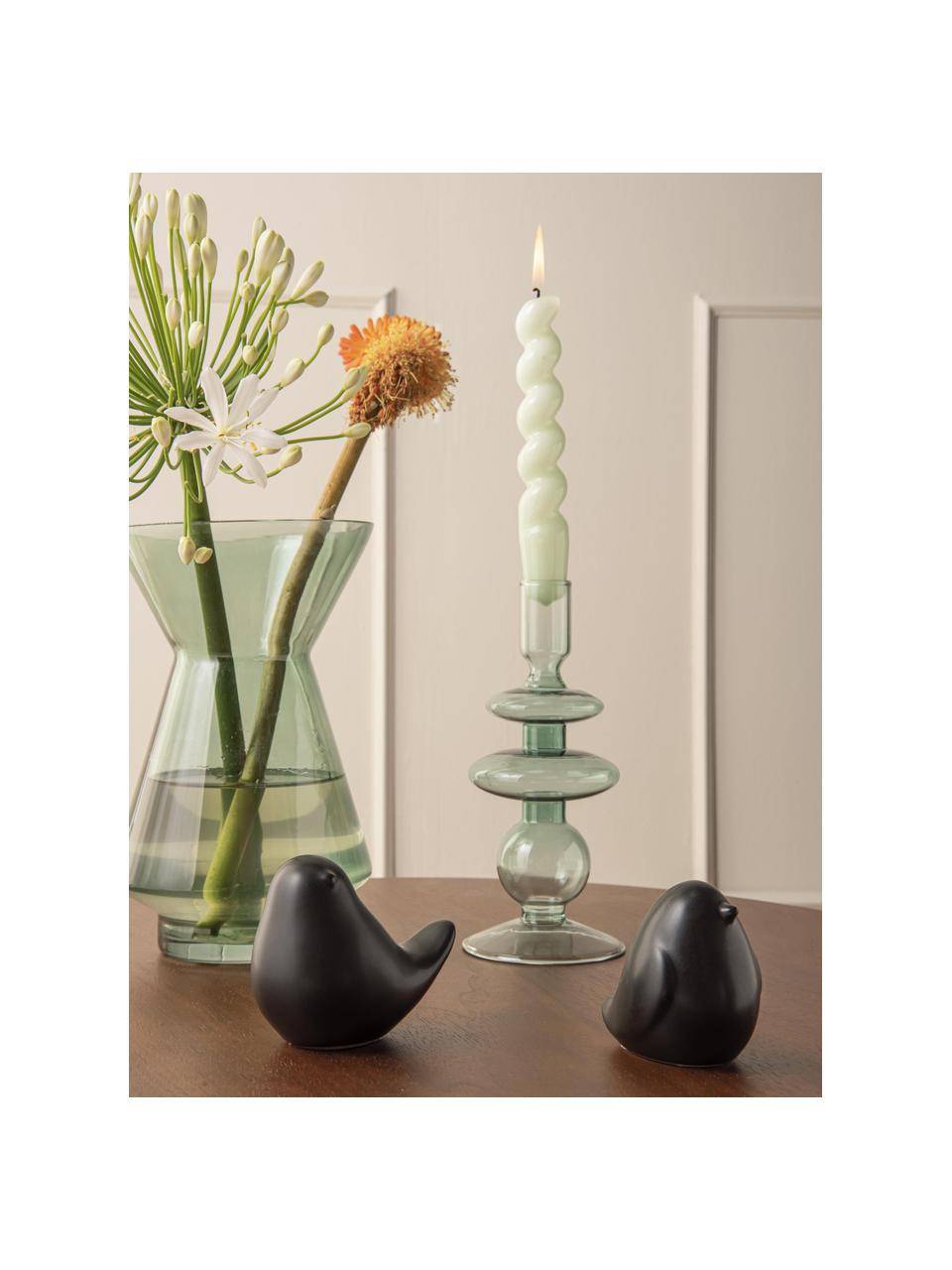 Kerzenhalter Art in organischer Form, Glas, mintgrün, Ø 9 x H 20 cm
