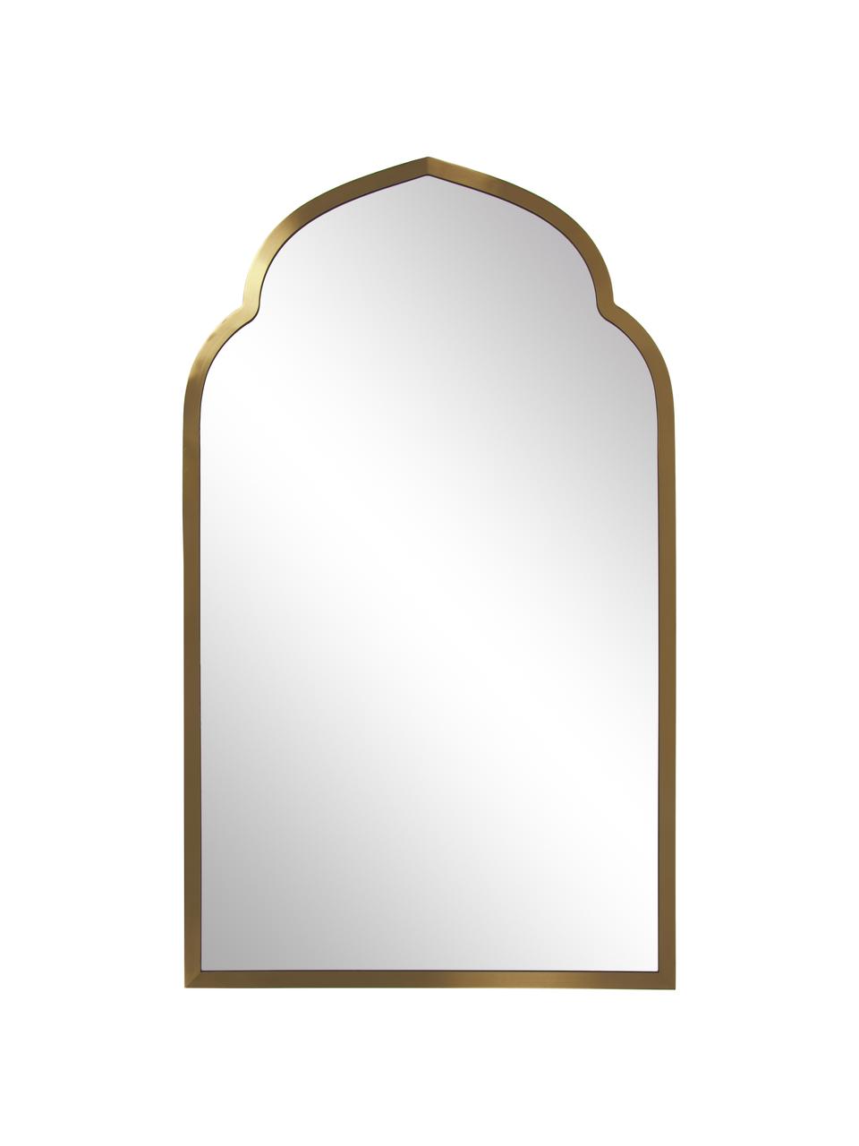 Bogen-Wandspiegel Laviena mit messingfarbenem Metallrahmen, Spiegelfläche: Spiegelglas, Rahmen: Metall, Gold, B 60 x H 100 cm
