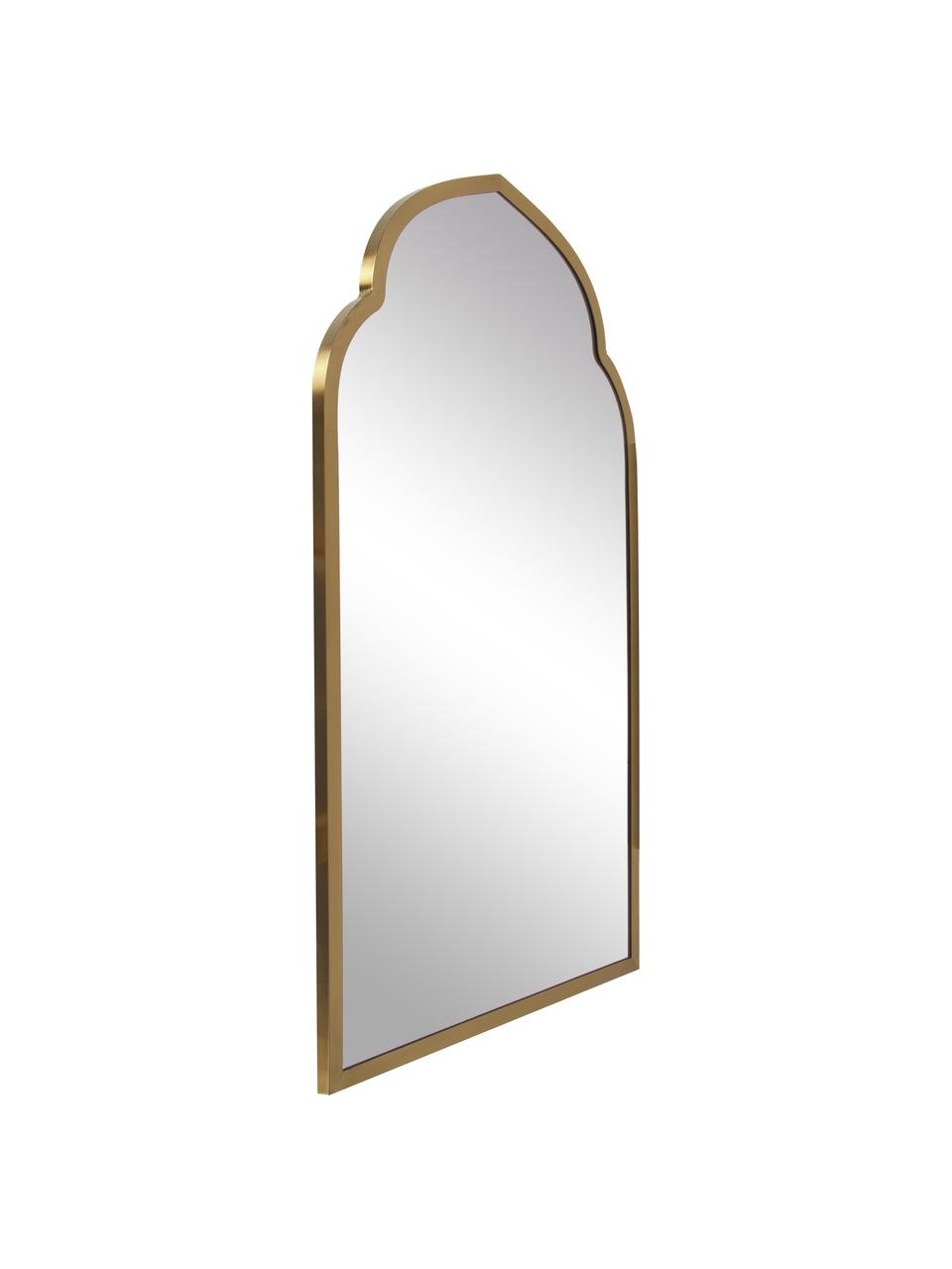 Bogen-Wandspiegel Laviena mit messingfarbenem Metallrahmen, Spiegelfläche: Spiegelglas, Rahmen: Metall, Gold, B 60 x H 100 cm