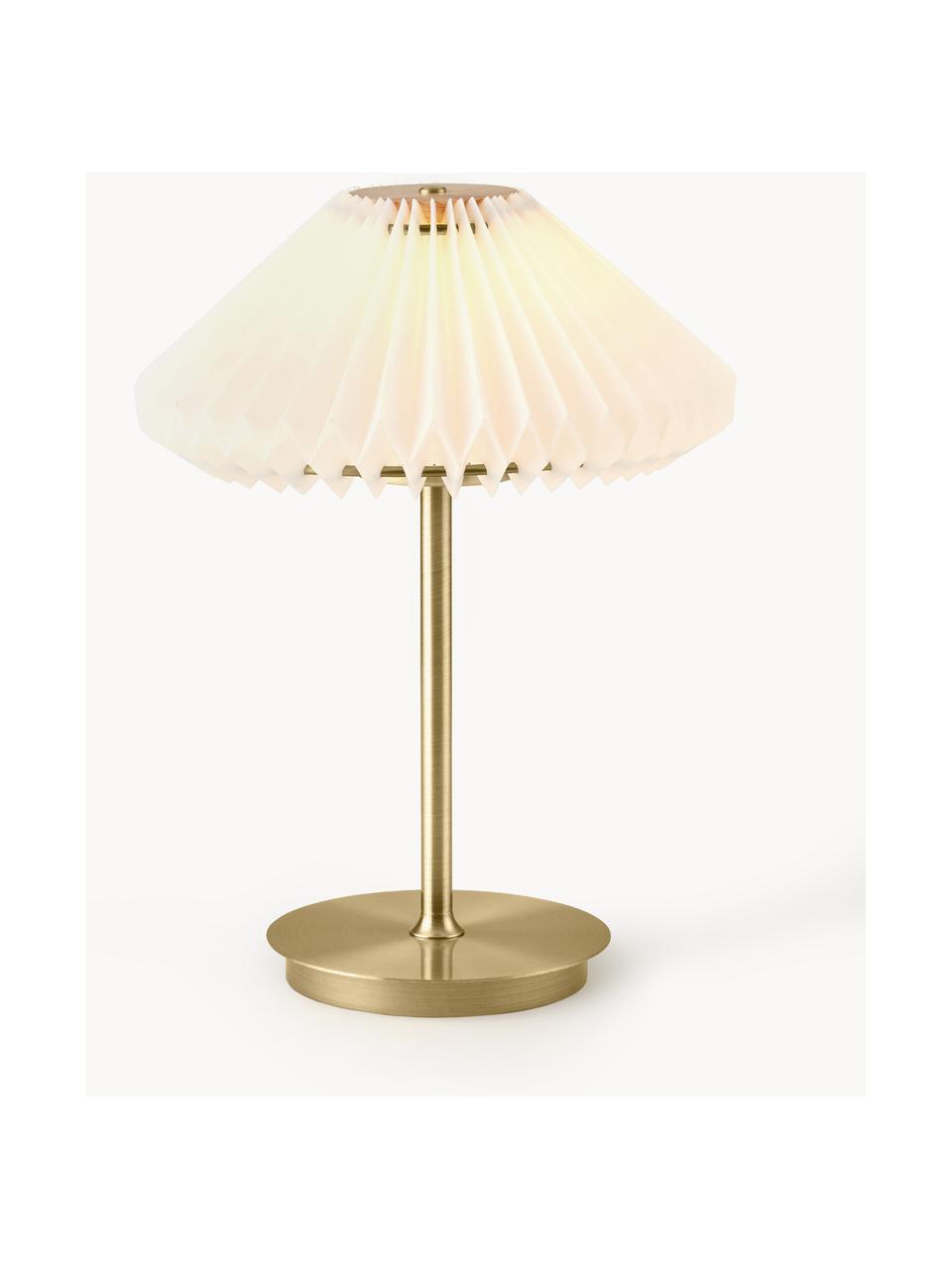 Lámpara de mesa LED regulable Paris To Go, portátil, Pantalla: fibra sintética, Blanco, dorado, Ø 22 x Al 28 cm