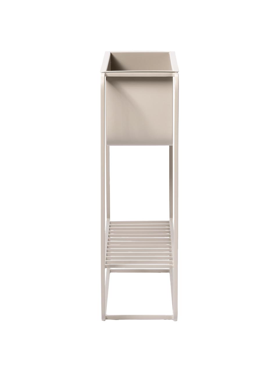 Cache-pot avec support et tablette en métal beige Cataleya, Métal, revêtement par poudre, Beige, larg. 60 x haut. 65 cm