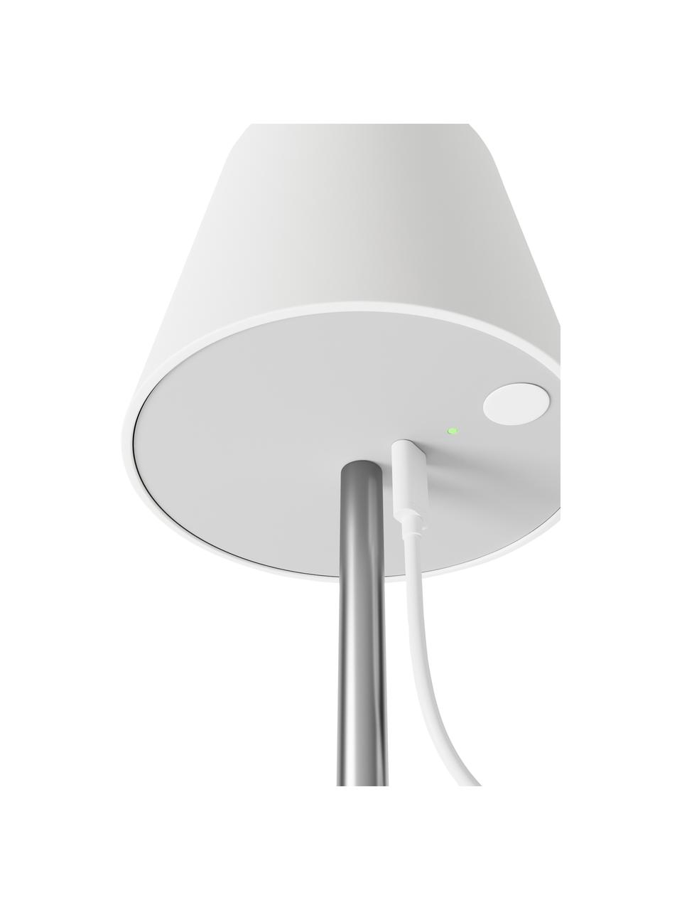 Lampada da tavolo dimmerabile con porta USB Fausta, Paralume: plastica, Argentato, bianco, Ø 13 x Alt. 37 cm