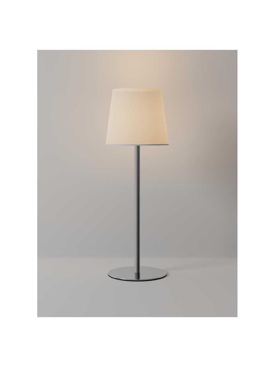 Dimbare tafellamp Fausta met USB-aansluiting, Lampenkap: kunststof, Lampvoet: gecoat metaal, Zilverkleurig, wit, Ø 13 x H 37 cm