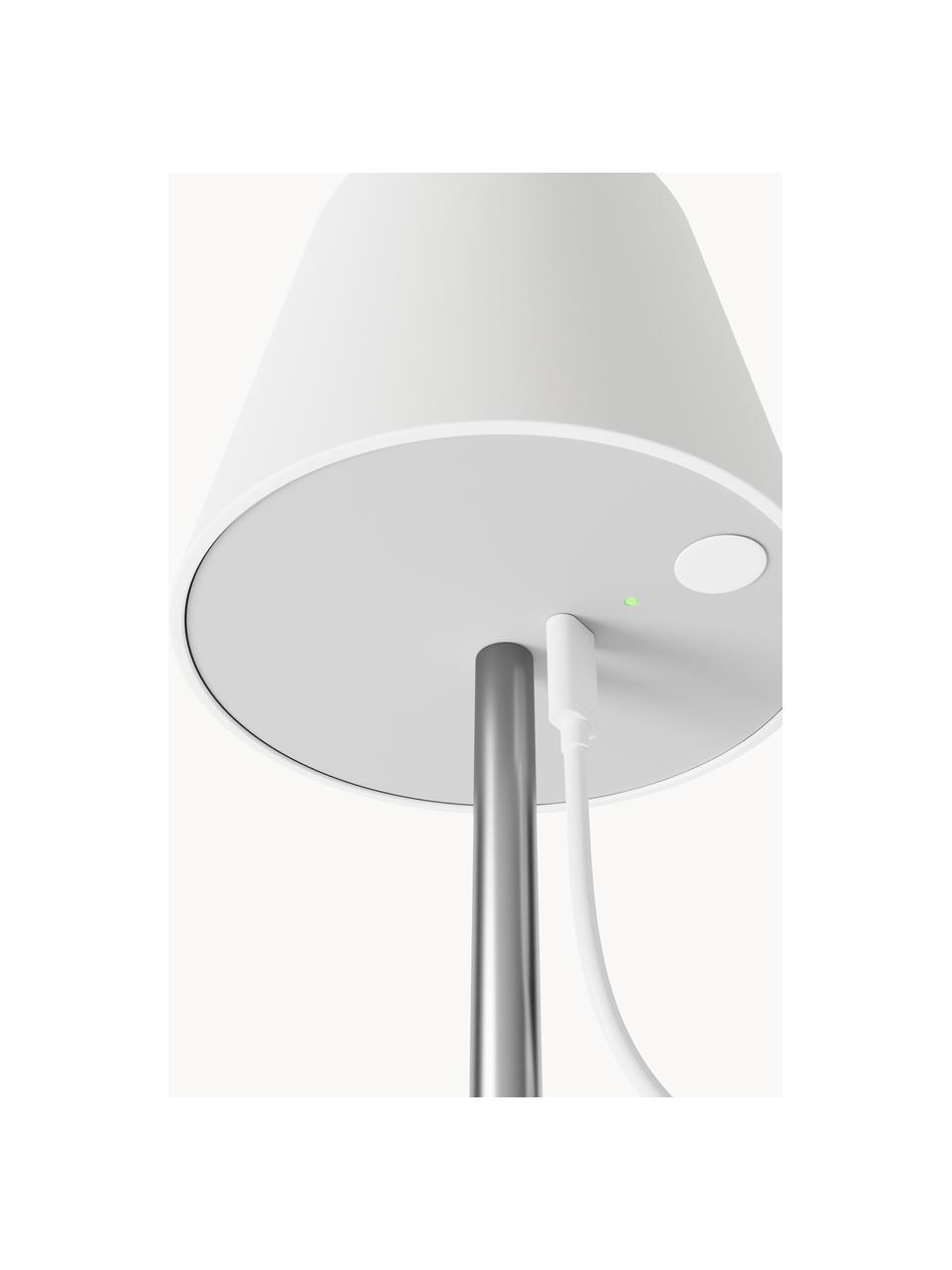 Dimmbare Tischlampe Fausta mit USB-Anschluss, Lampenschirm: Kunststoff, Silberfarben, Weiss, Ø 13 x H 37 cm