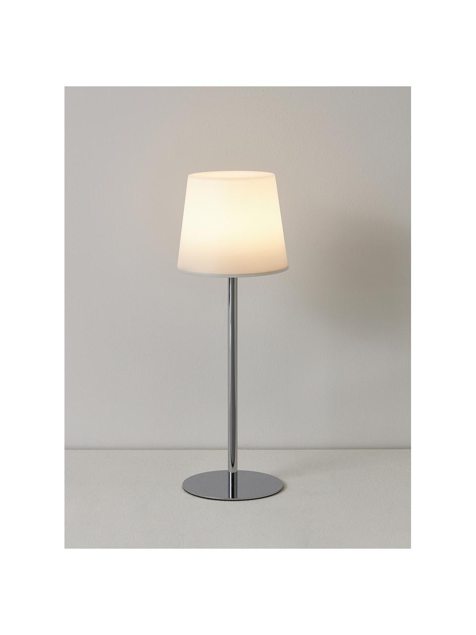 Stmievateľná stolová lampa Fausta, Odtiene striebornej, biela, Ø 13 x V 37 cm