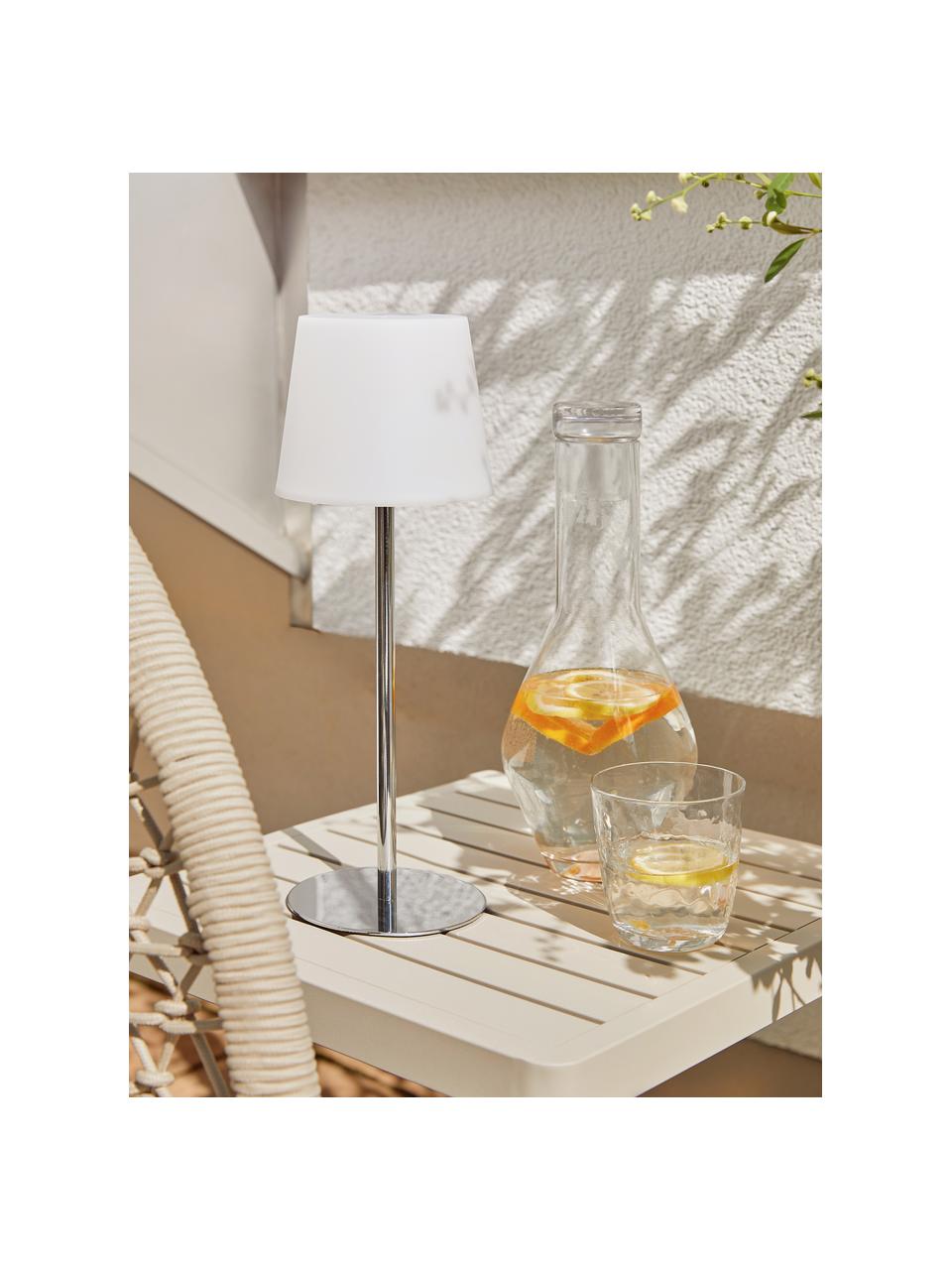 Dimbare tafellamp Fausta met USB-aansluiting, Lampenkap: kunststof, Lampvoet: gecoat metaal, Zilverkleurig, wit, Ø 13 x H 37 cm
