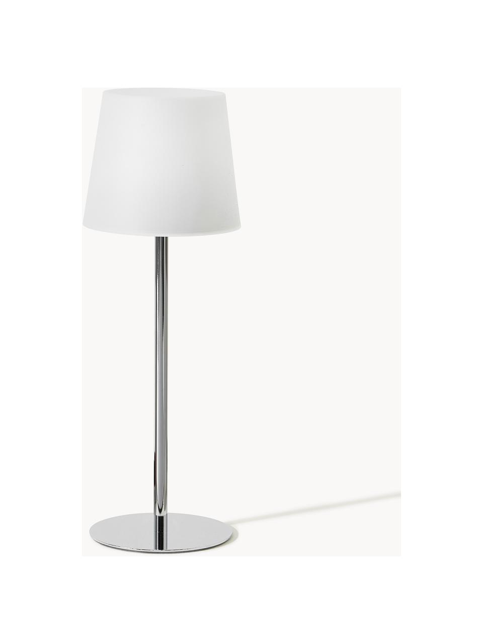 Dimmbare Tischlampe Fausta mit USB-Anschluss, Lampenschirm: Kunststoff, Silberfarben, Weiss, Ø 13 x H 37 cm