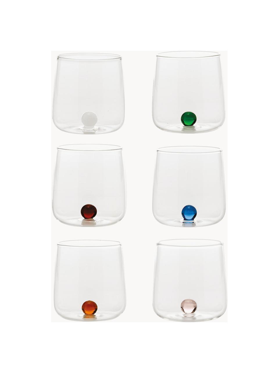 Set di 6 bicchieri in vetro borosilicato Bilia, Vetro borosilicato, Trasparente, bianco, ambra, blu, rosa, verde, giallo arancio, Ø 9 x Alt. 9 cm,  440 ml