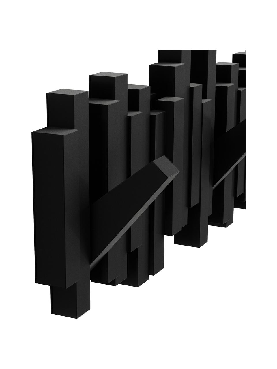 Portemanteau mural design Quan, Plastique, Noir, larg. 48 x haut. 18 cm