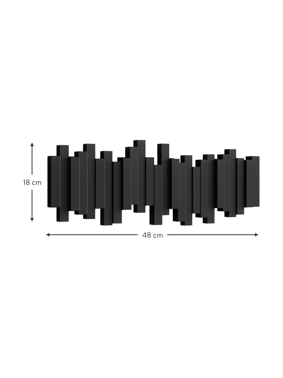 Portemanteau mural design Quan, Plastique, Noir, larg. 48 x haut. 18 cm