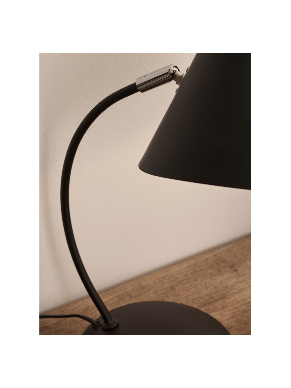 Bureaulamp Nathan in zwart, Lampenkap: gecoat metaal, Lampvoet: gecoat metaal, Zwart, D 32 x H 40 cm