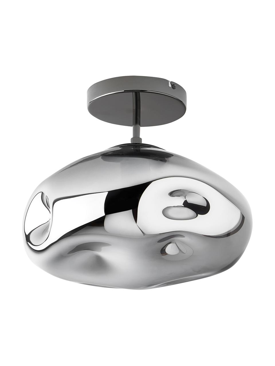 Plafón de vidrio espejado Amora, Pantalla: vidrio, Anclaje: metal cepillado, Cromo espejado, negro, Ø 35 x Al 28 cm