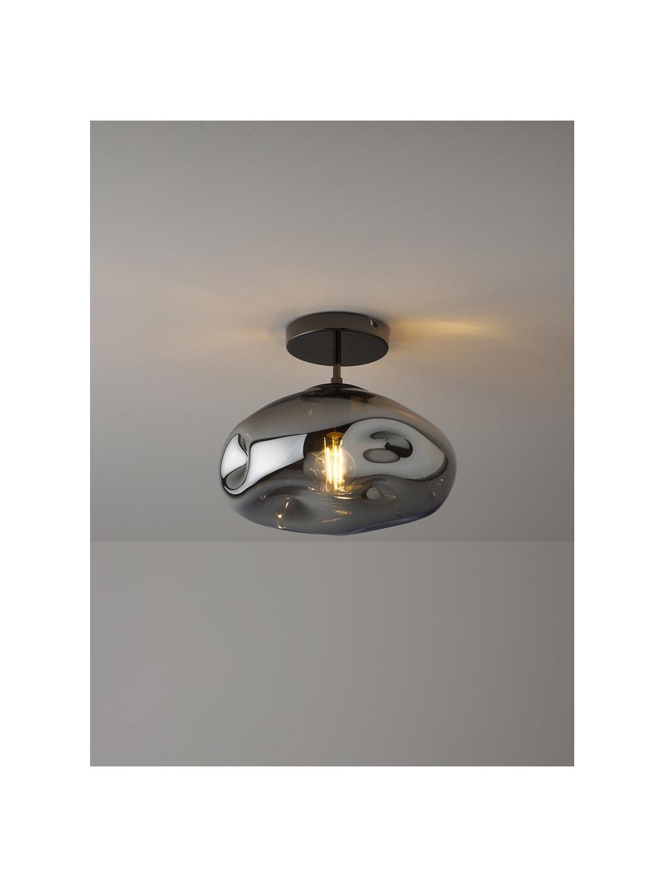 Stropná lampa zo zrkadlového skla Amora, Chrómová, zrkladlová, čierna, Ø 35 x V 28 cm