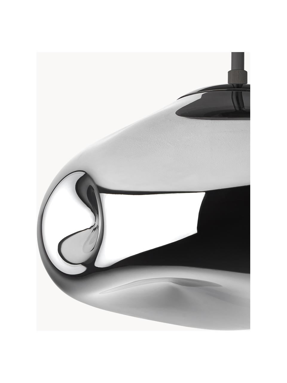 Plafondlamp Amora van gespiegeld glas, Lampenkap: glas, Baldakijn: geborsteld metaal, Chroomkleurig, zwart, Ø 35 x H 28 cm