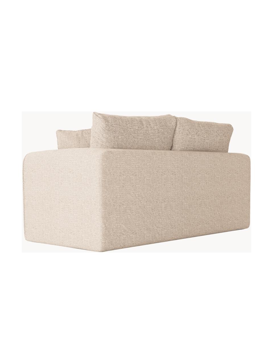 Divano letto 2 posti Lido, Tessuto beige chiaro, nero, Larg. 158 x Alt. 69 cm