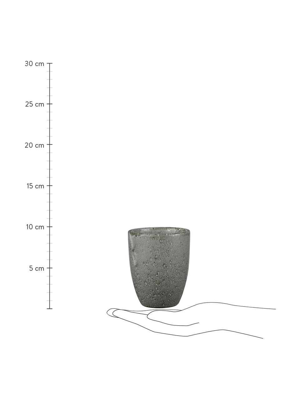 Keramische beker Stone met gespikkeld glazuur, 2 stuks, Geglazuurd keramiek, Grijs, Ø 8 x H 10 cm