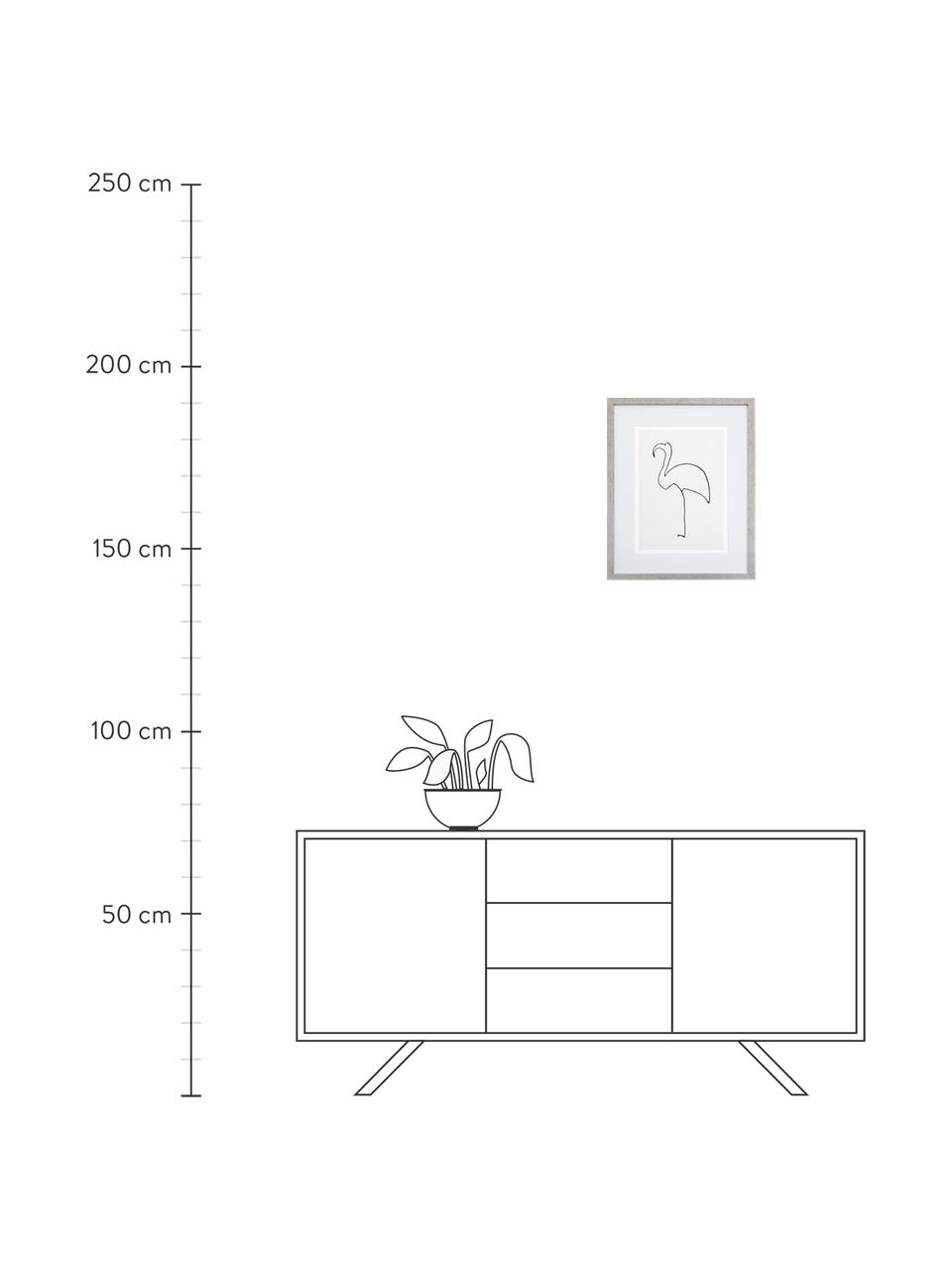 Digitálna tlač s rámom Picasso's Flamingo, Čierna, biela, odtiene striebornej, Š 40, V 50 cm