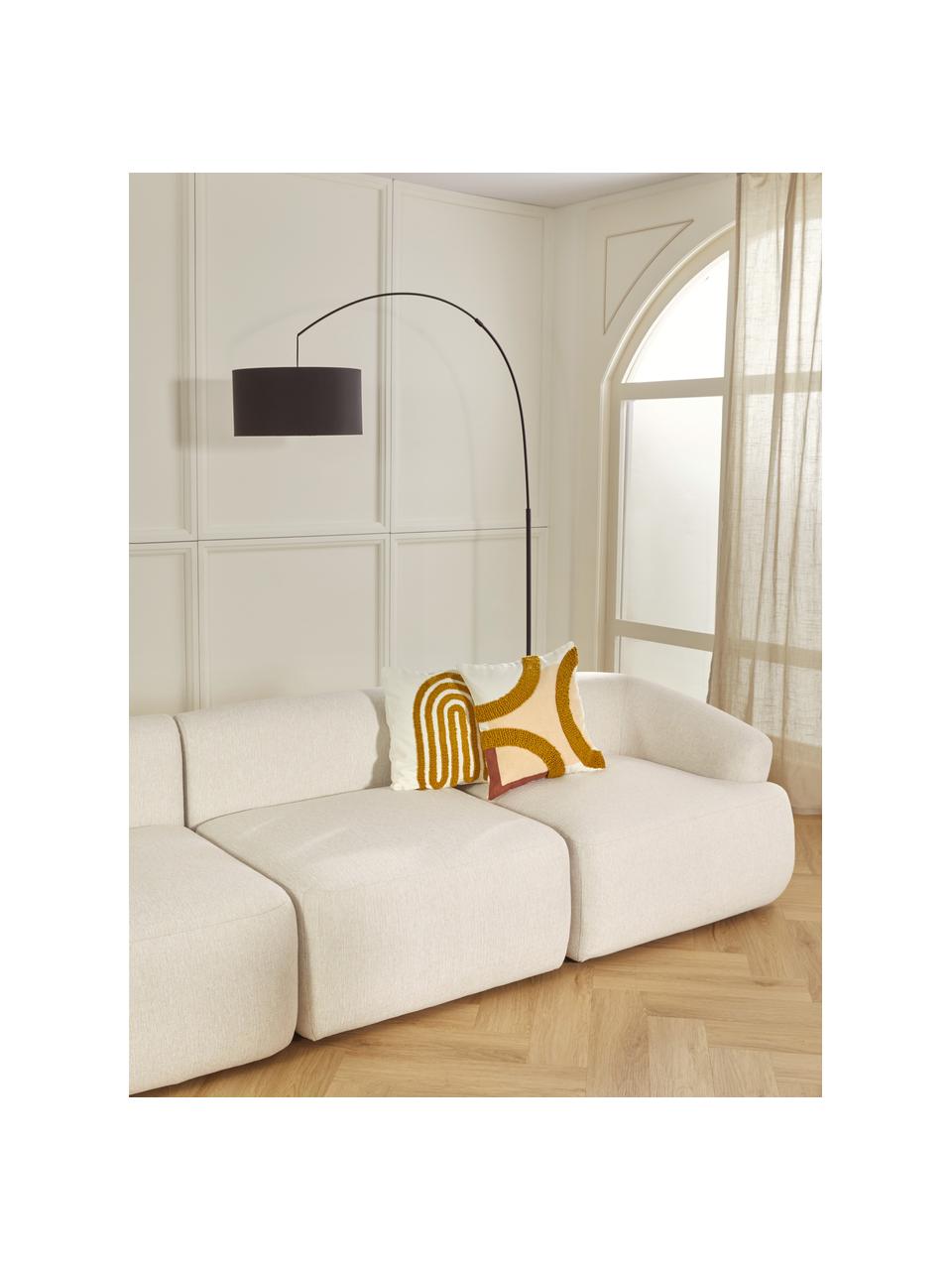 Chaise-longue componibile Sofia, Rivestimento: 100% polipropilene Con 23, Struttura: legno di pino massiccio, , Piedini: plastica, Tessuto bianco crema, Larg. 340 x Prof. 95 cm, schienale a destra