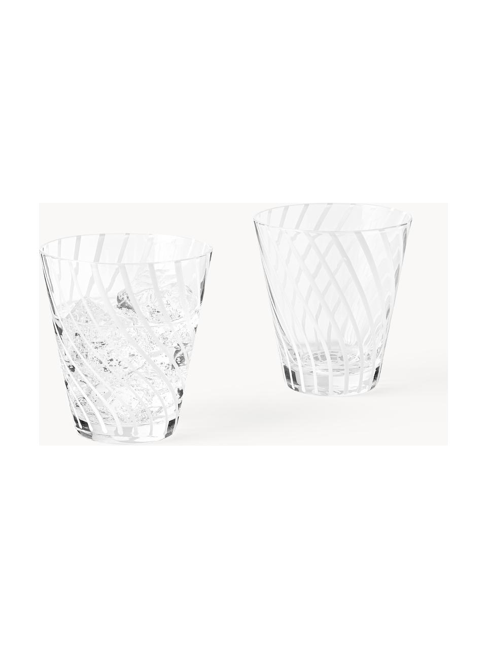 Handgefertigte Wassergläser Carson, 4 Stück, Kalknatronglas, Transparent, Weiss, Ø 9 x H 10 cm, 290 ml
