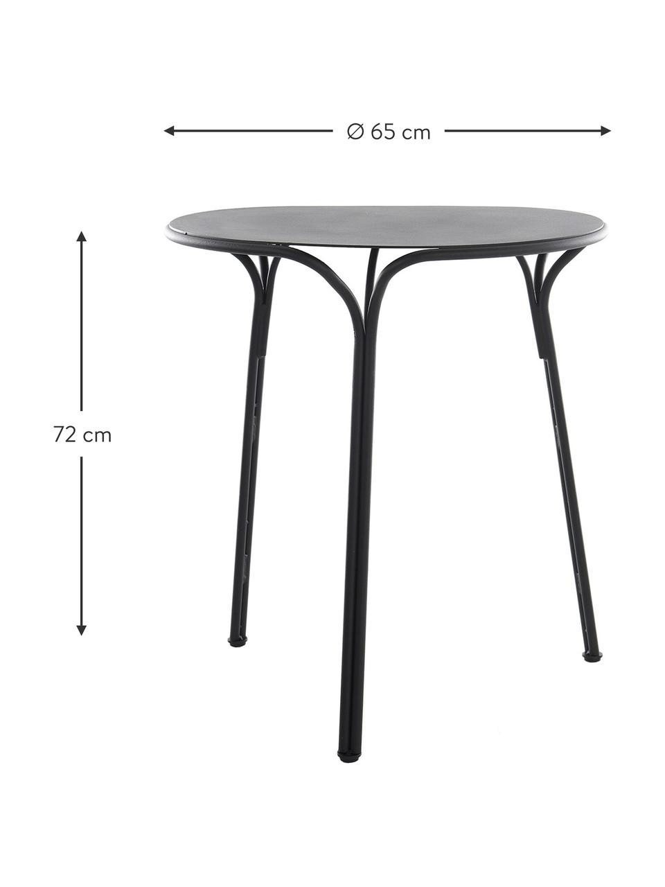 Runder Gartentisch Hiray, Ø 65 cm, Verzinkter Stahl, lackiert, Schwarz, Ø 65 x H 72 cm