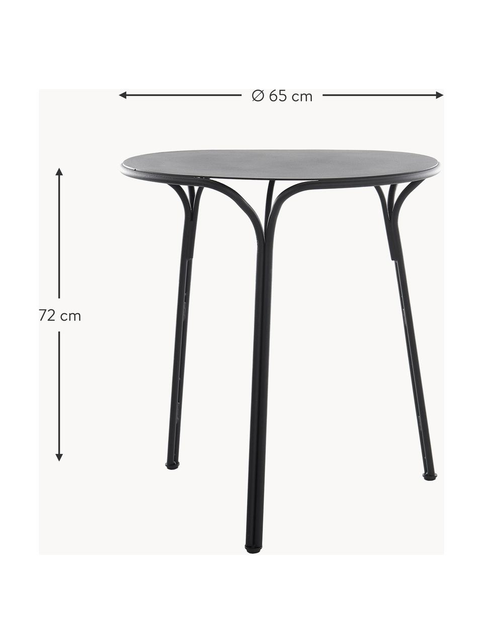 Table de jardin ronde, Hiray,  Ø 65 cm, Acier galvanisé, laqué, Noir, Ø 65 x haut. 72 cm