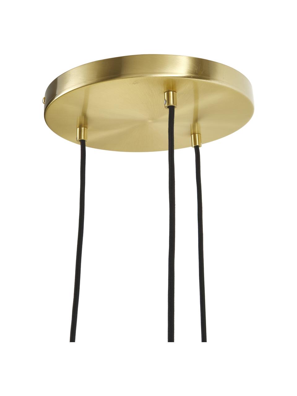 Lampada a sospensione in vetro opale Edie, Paralume: vetro opale, Baldacchino: metallo ottonato, Bianco, dorato, Larg. 30 x Prof. 30 cm