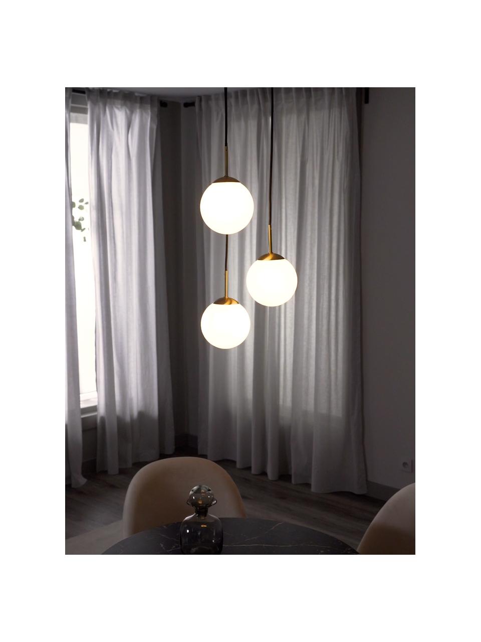 Závesná lampa z opálového skla Edie, Biela, mosadzná, Š 30 x H 30 cm