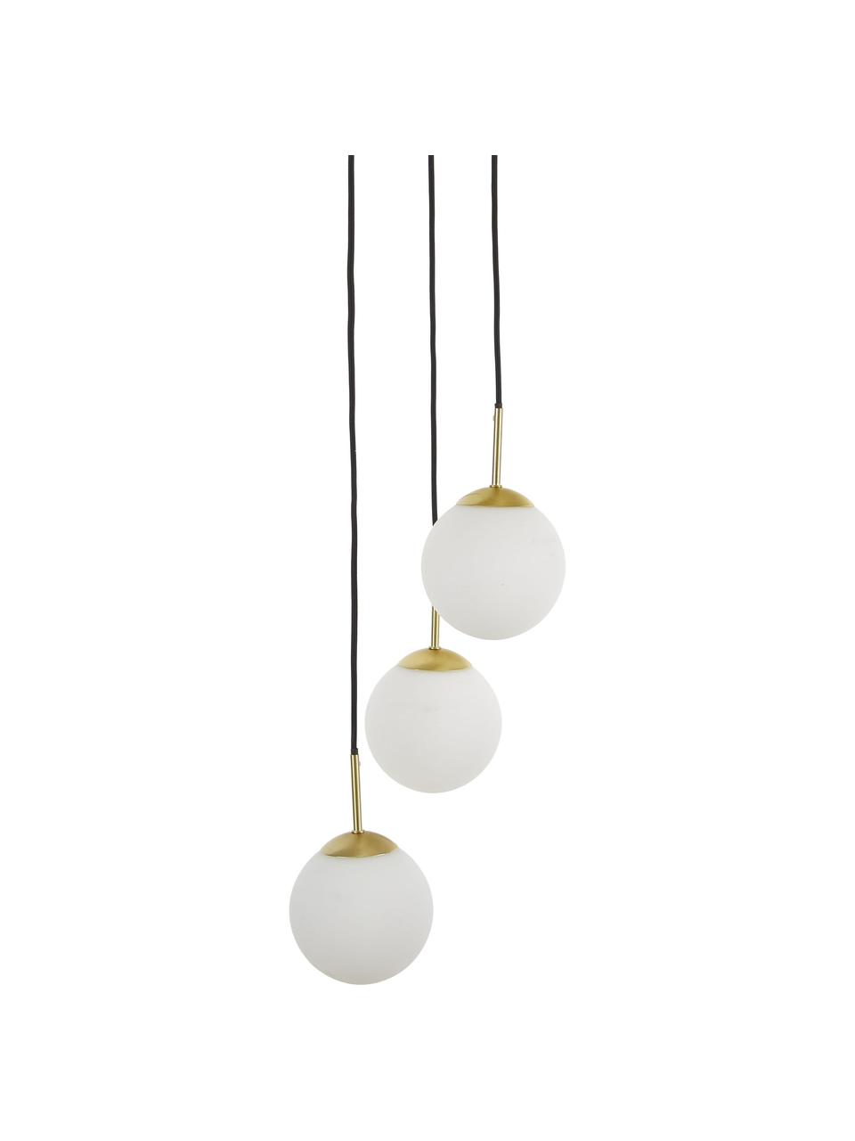 Závesná lampa z opálového skla Edie, Biela, mosadzná, Š 30 x H 30 cm