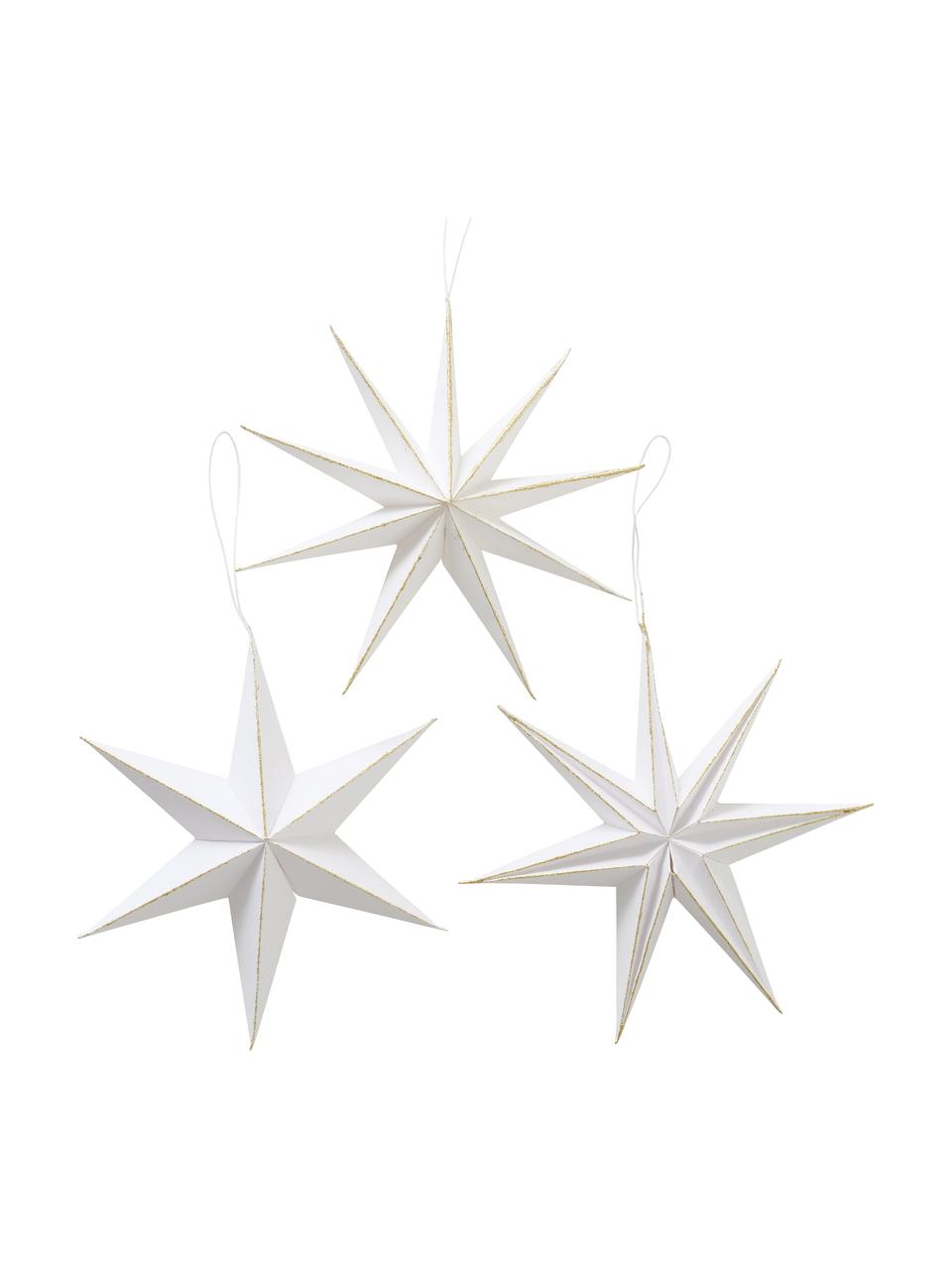 Estrellas para colgar Mariola, 3 uds., Papel, Blanco, Ø 20 x Al 20 cm