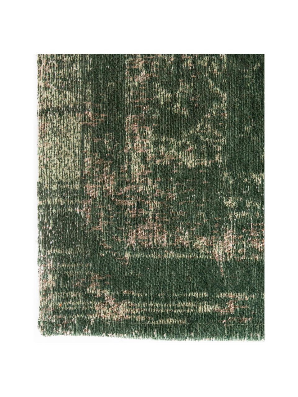 Tapis chenille Medaillon, Fil de chenille (100 % coton), Vert foncé, larg. 140 x long. 200 cm (taille S)