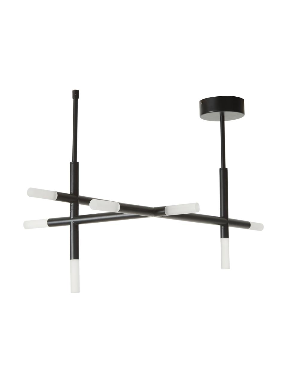 Lampada grande a sospensione a LED Gratia, Struttura: metallo verniciato a polv, Paralume: vetro acrilico, Baldacchino: metallo verniciato a polv, Nero, bianco, Larg. 76 x Alt. 50 cm