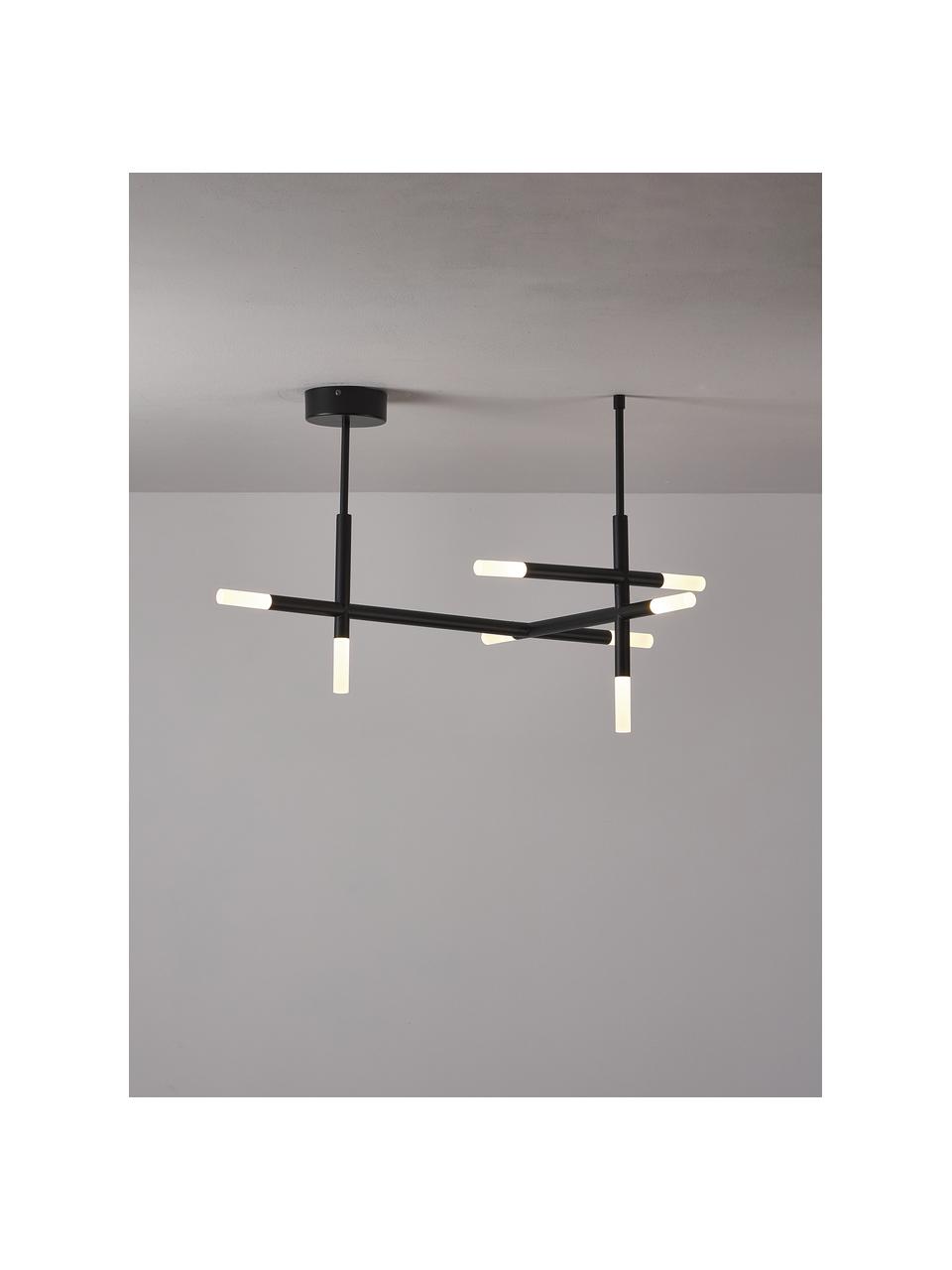 Lampada grande a sospensione a LED Gratia, Struttura: metallo verniciato a polv, Paralume: vetro acrilico, Baldacchino: metallo verniciato a polv, Nero, bianco, Larg. 76 x Alt. 50 cm