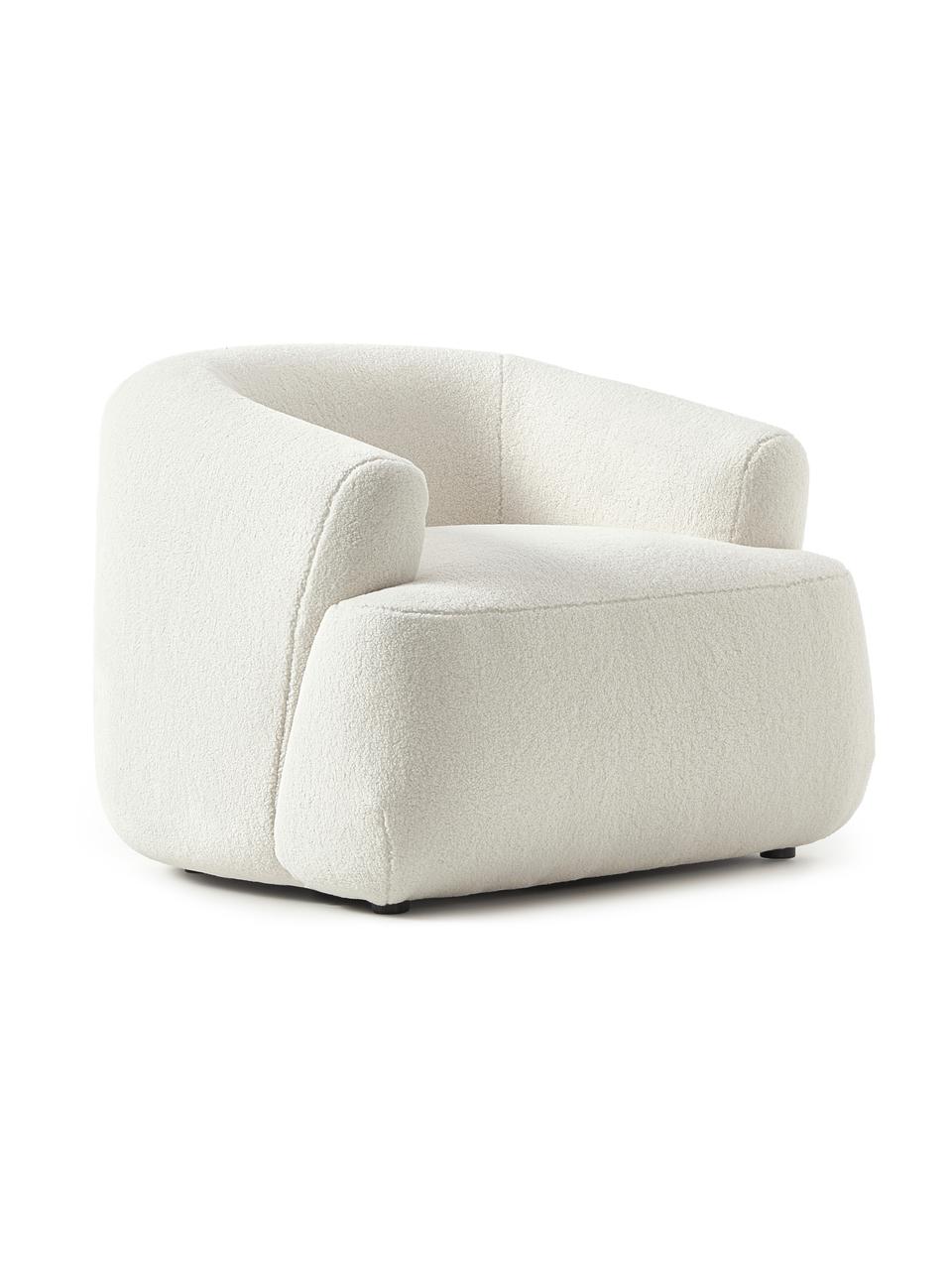 Fauteuil en tissu peluche Sofia de Rianne Meijer, Tissu bouclé blanc crème, larg. 96 x haut. 70 cm