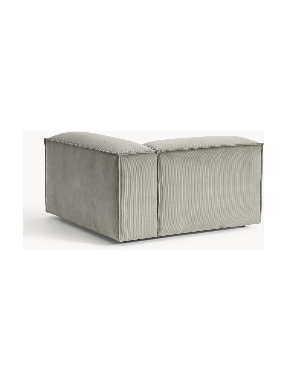 Módulo de esquina de pana sofá Lennon, Tapizado: pana (92% poliéster, 8% p, Estructura: madera de pino maciza, ma, Patas: plástico Este producto es, Pana gris, An 119 x F 119 cm, chaise longue izquierda