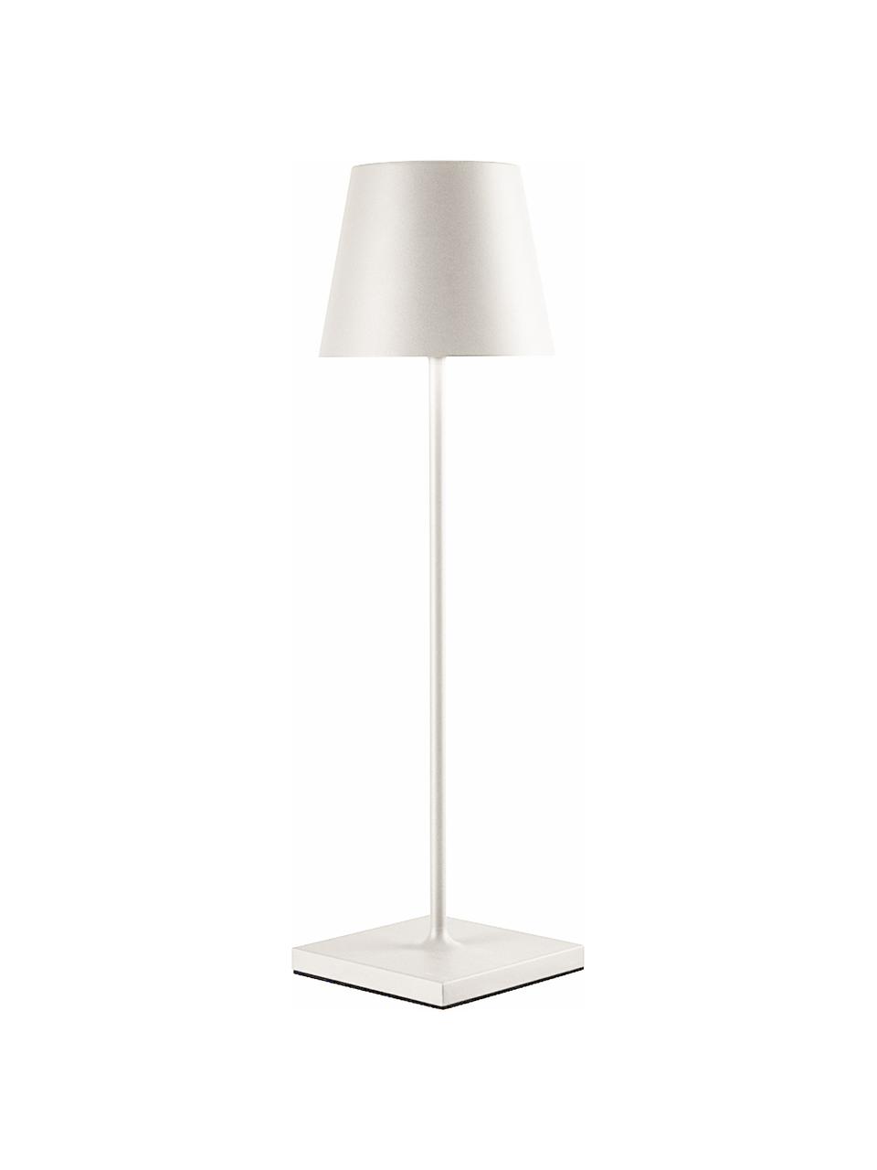 Lámpara de mesa regulable para exterior Kelly, portátil, Aluminio recubierto, Blanco, Ø 10 x Al 38 cm