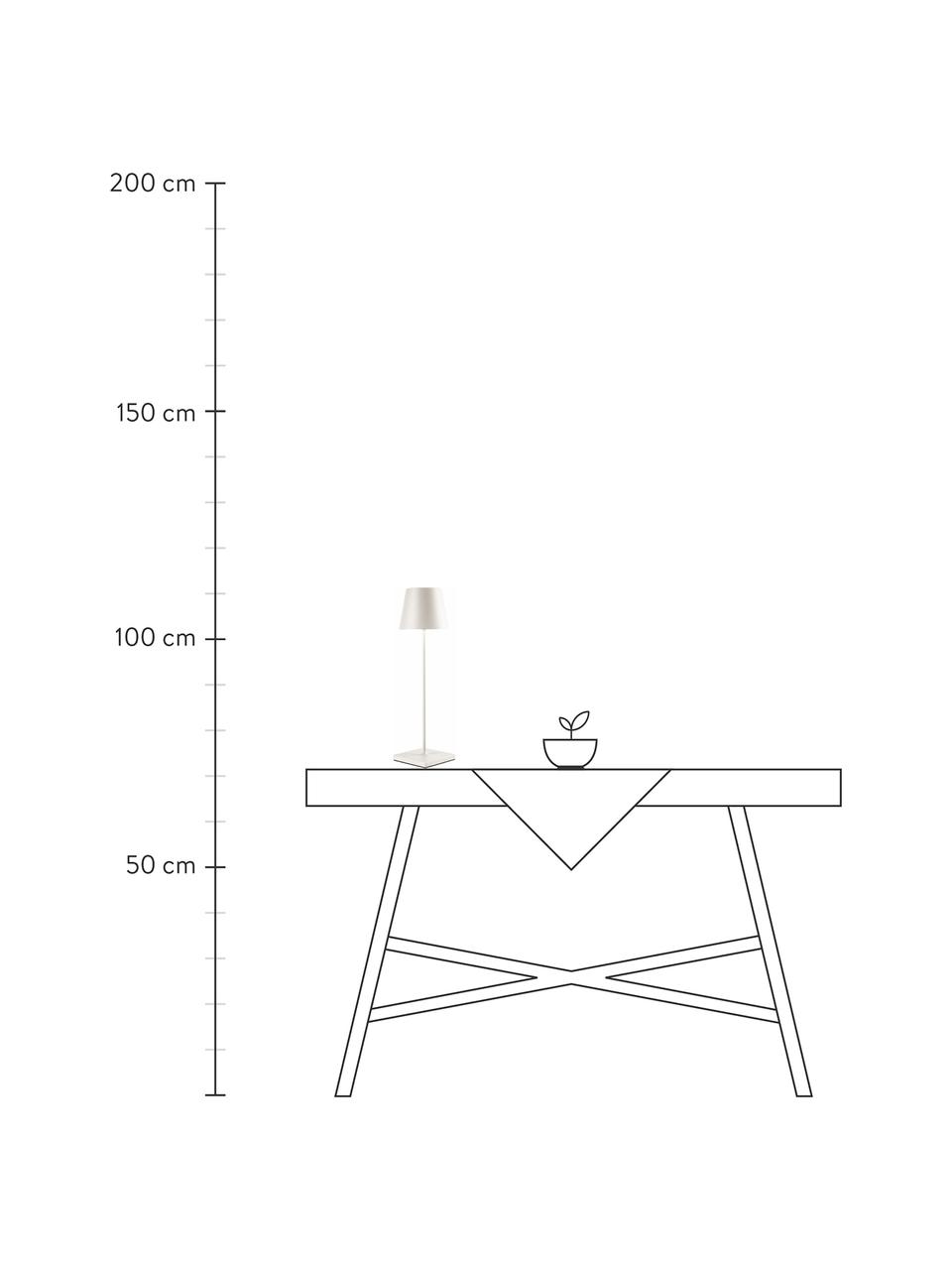 Lámpara de mesa regulable para exterior Kelly, portátil, Aluminio recubierto, Blanco, Ø 10 x Al 38 cm