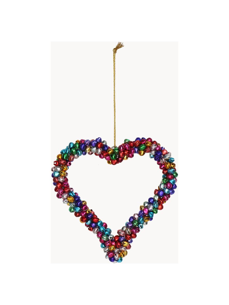 Baumanhänger Heart mit Glöckchen, Metall, beschichtet, Bunt, B 14 x H 14 cm