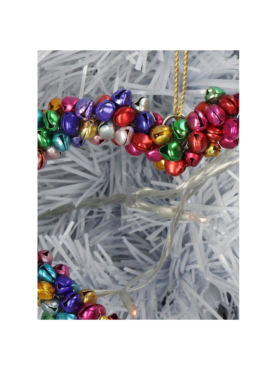 Kerstboomhanger Heart met belletjes, Gecoat metaal, Meerkleurig, B 14 x H 14 cm