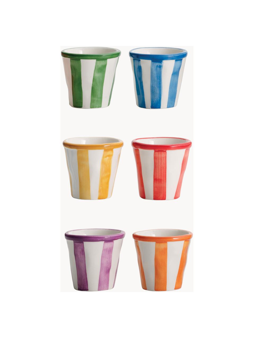 Súprava ručne vyrobených pohárov na espresso Righe 6 dielov, Keramika, Viac farieb, Ø 6 x V 6 cm, 70 ml