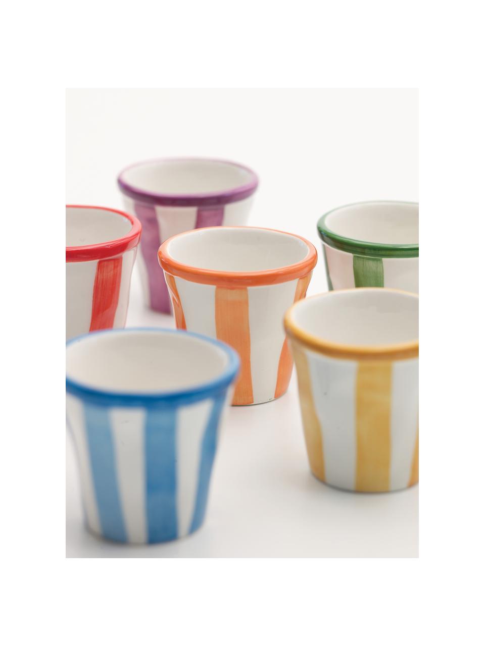 Súprava ručne vyrobených pohárov na espresso Righe 6 dielov, Keramika, Viac farieb, Ø 6 x V 6 cm, 70 ml