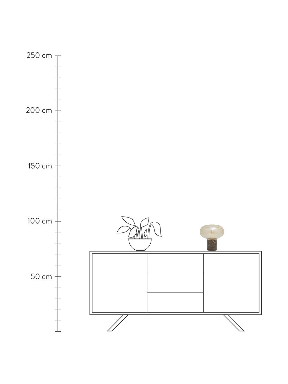 Lámpara de mesa pequeña de mármol Alma, Pantalla: vidrio, Cable: cubierto en tela, Beige, mármol marrón, Ø 23 x Al 24 cm