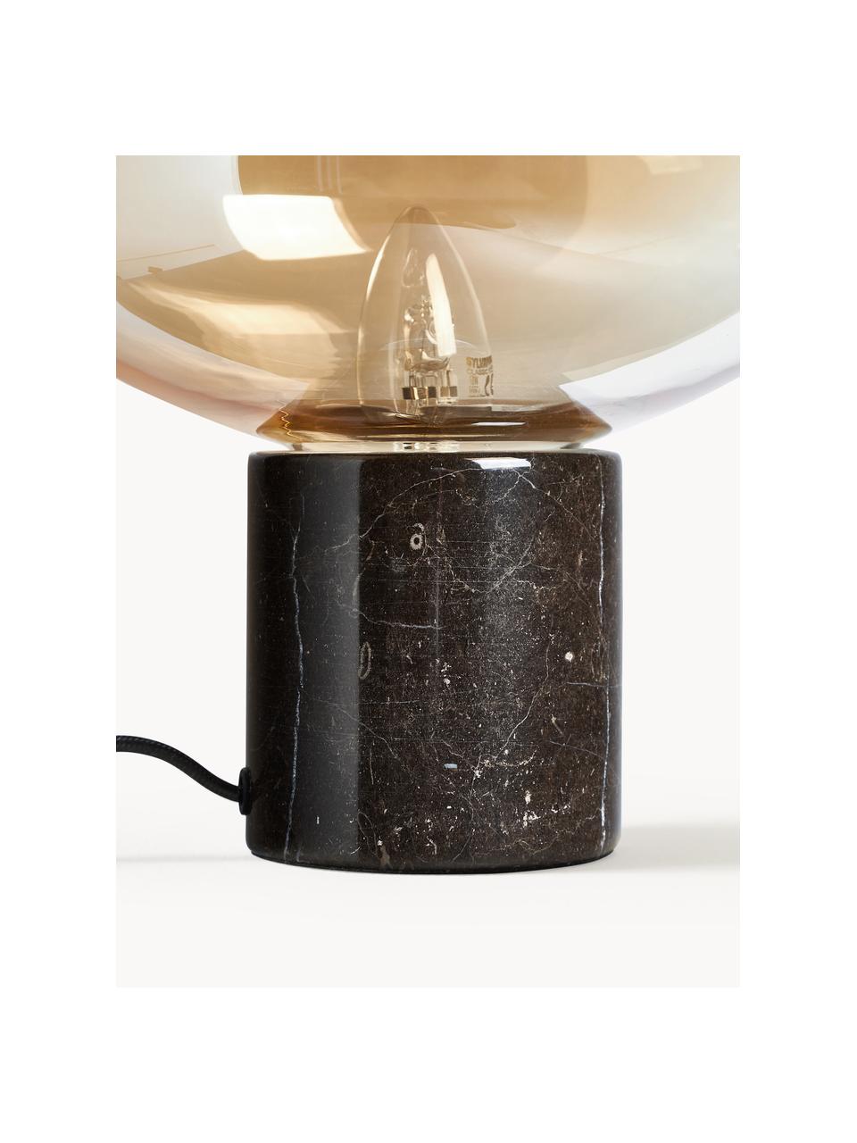 Petite lampe de chevet en marbre Alma, Ambré, brun, marbré, Ø 23 x haut. 24 cm