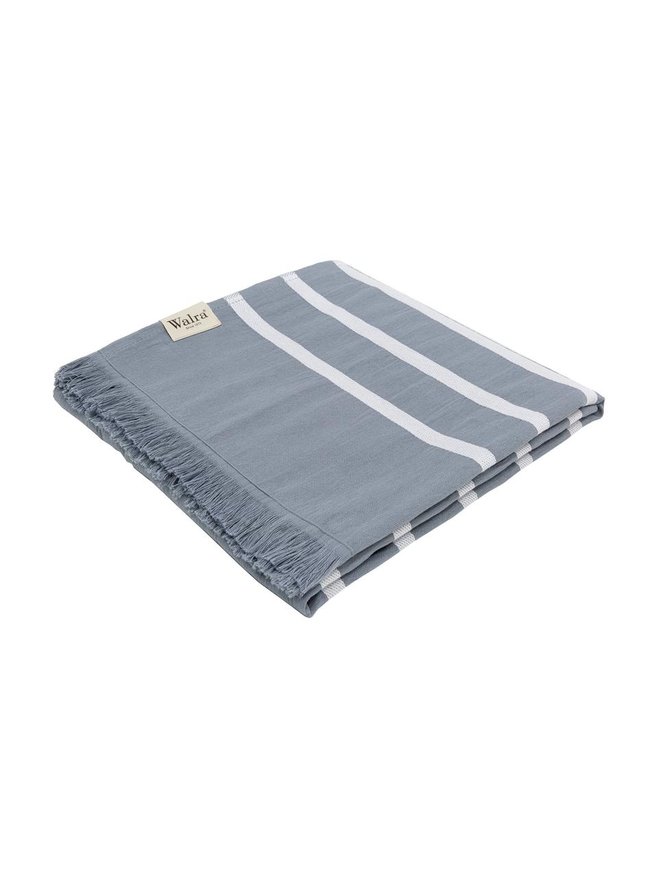 Pruhovaná fouta s třásněmi Filena, 100 % bavlna, Modrá, bílá, Š 100 cm, D 180 cm