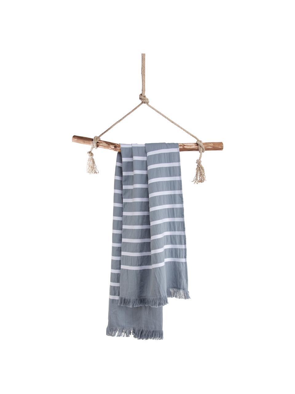Pruhovaný plážový uterák so strapcami Filena, 100 %  bavlna, Modrá, biela, Š 100 x D 180 cm