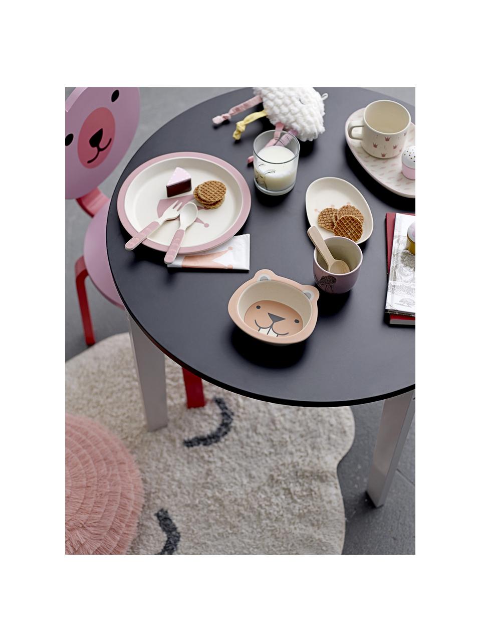 Tavolino per bambini rotondo Simply, Pannello di fibra a media densità (MDF) verniciato, Nero, bianco, Ø 65 x Alt. 45 cm