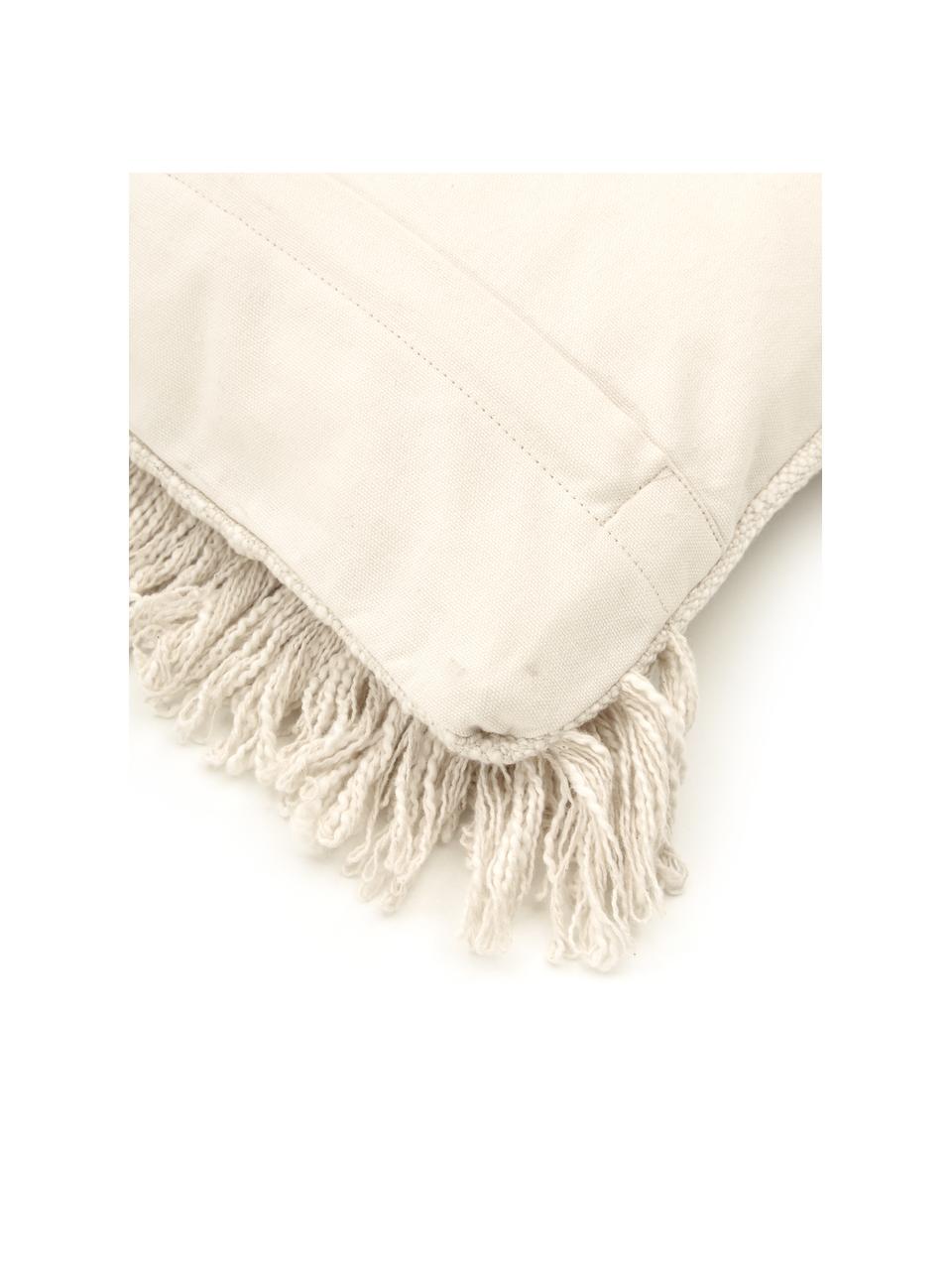 Povlak na polštář v boho stylu se zdobením Noëlle, 100% bavlna, Krémově bílá, Š 45 cm, D 45 cm