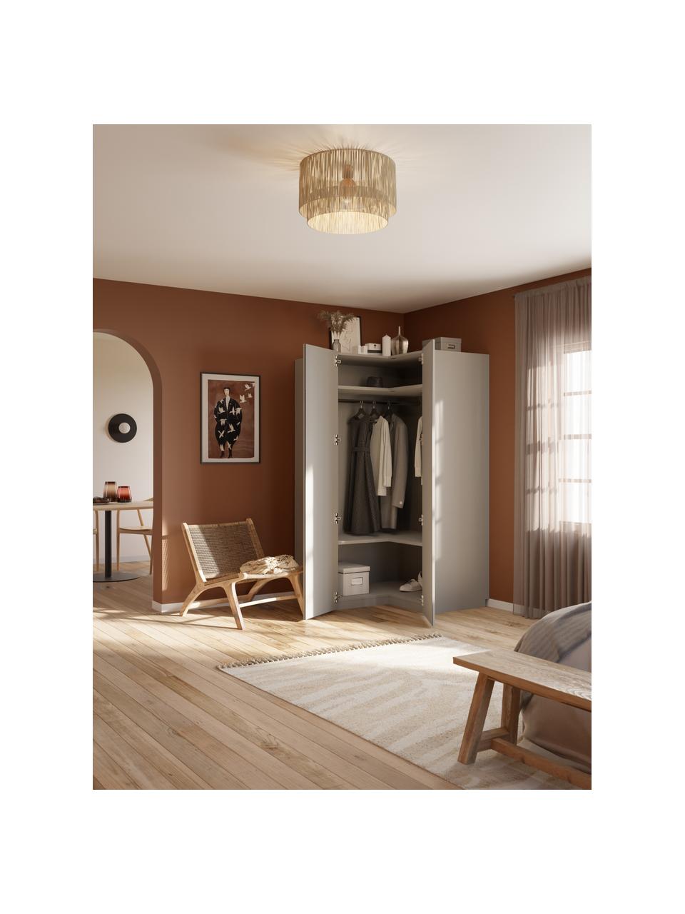 Modulaire hoekkast Simone, 115 cm breed, Hout, grijs, Hoekmodule, B 115 x H 200 cm