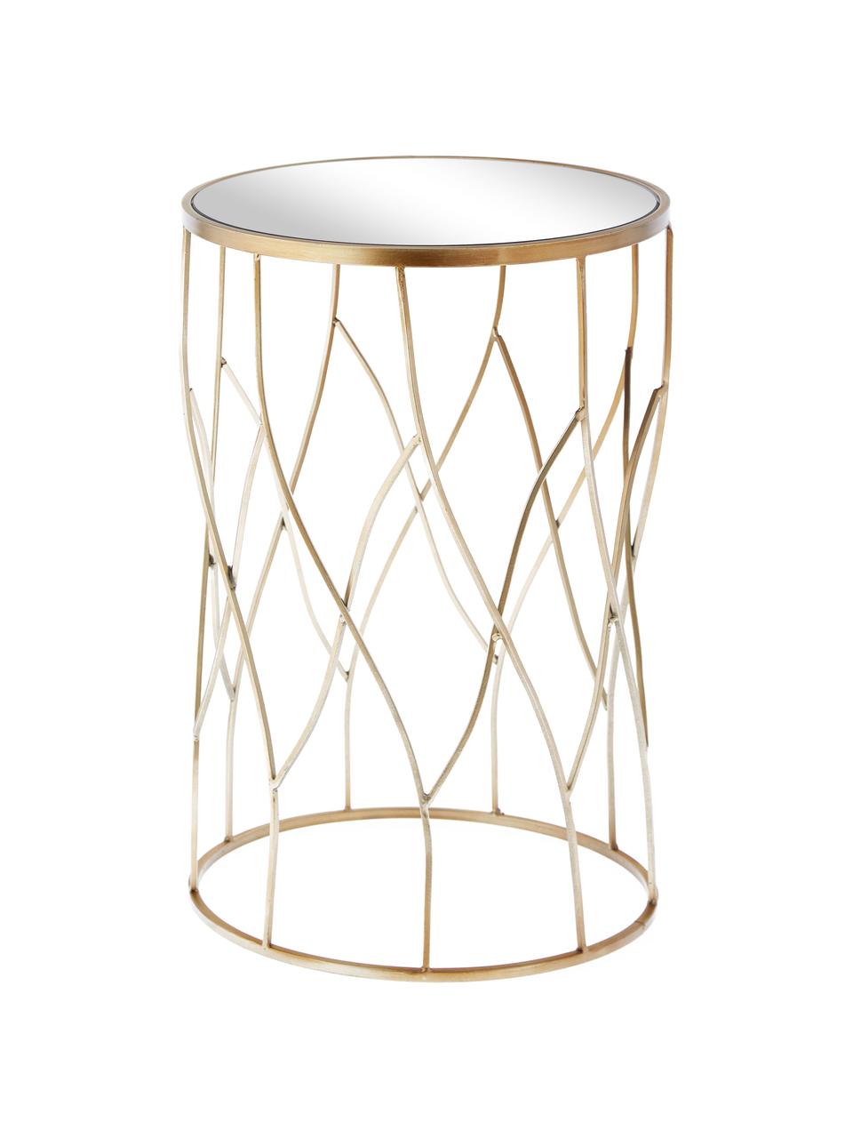 Table d'appoint glamour Elenor Large, 2 élém., Structure : couleur dorée Surface de la table : verre miroir