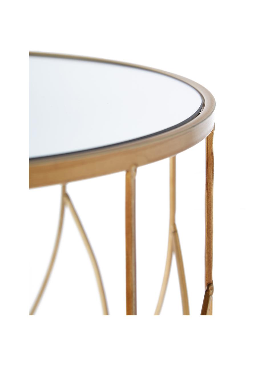 Table d'appoint glamour Elenor Large, 2 élém., Structure : couleur dorée Surface de la table : verre miroir